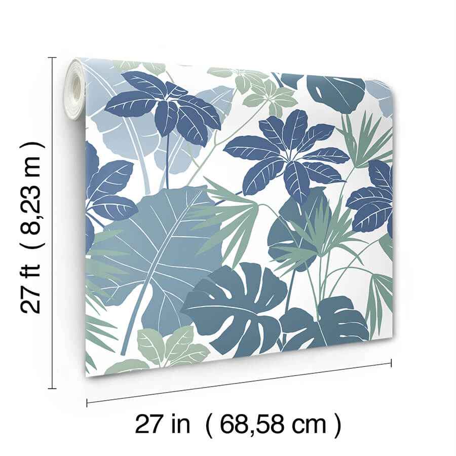 Medellin Blue Rainforest Floor Wallpaper - York Wallcoverings - 4122-72411 - York Wallcoverings Wallpaper