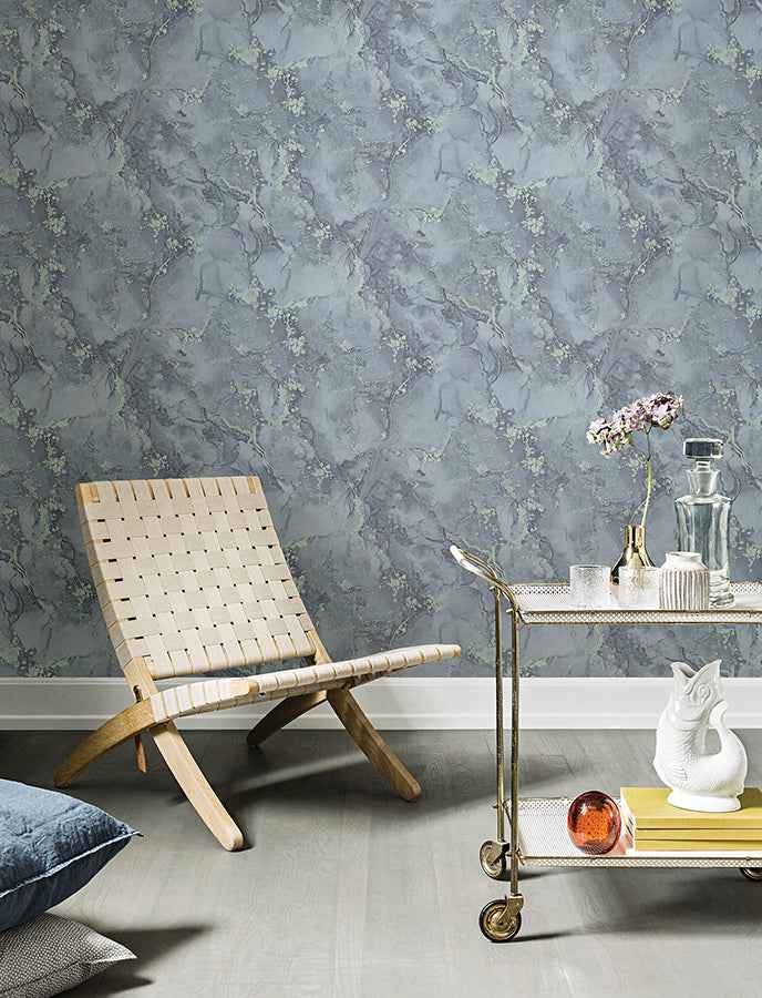 Grandin Dark Blue Marbled Wallpaper - York Wallcoverings - 4144-9104 - York Wallcoverings Wallpaper
