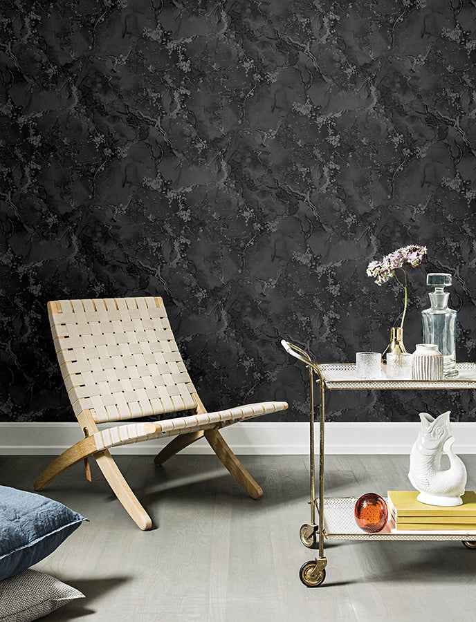 Grandin Black Marbled Wallpaper - York Wallcoverings - 4144-9105 - York Wallcoverings Wallpaper