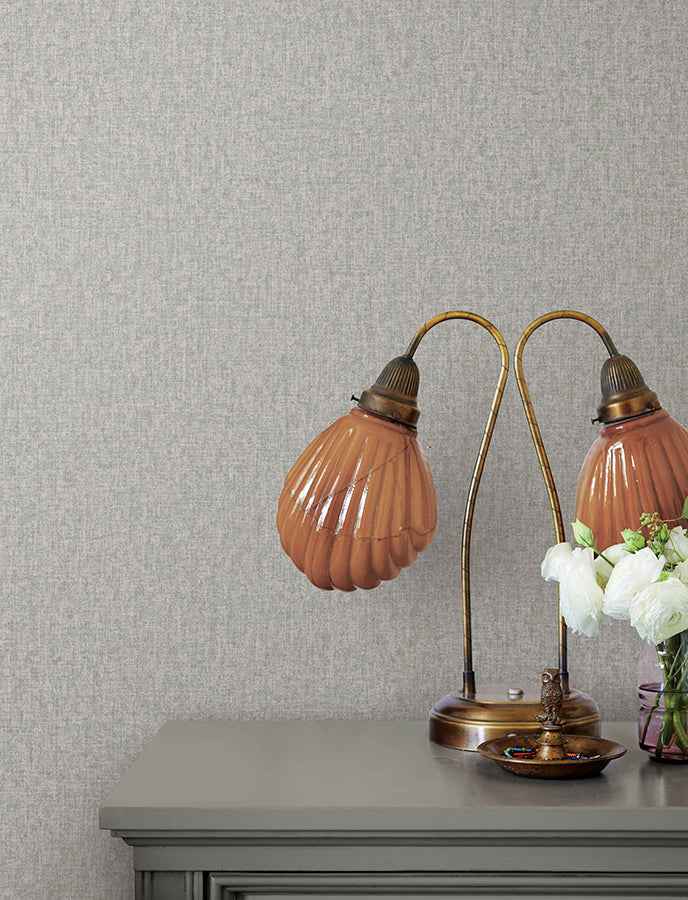Halliday Grey Faux Linen Wallpaper - York Wallcoverings - 4144-9110 - York Wallcoverings Wallpaper