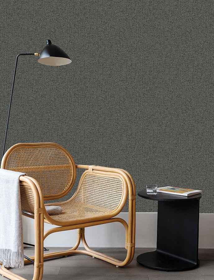 Larimore Charcoal Faux Fabric Wallpaper - York Wallcoverings - 4144-9117 - York Wallcoverings Wallpaper