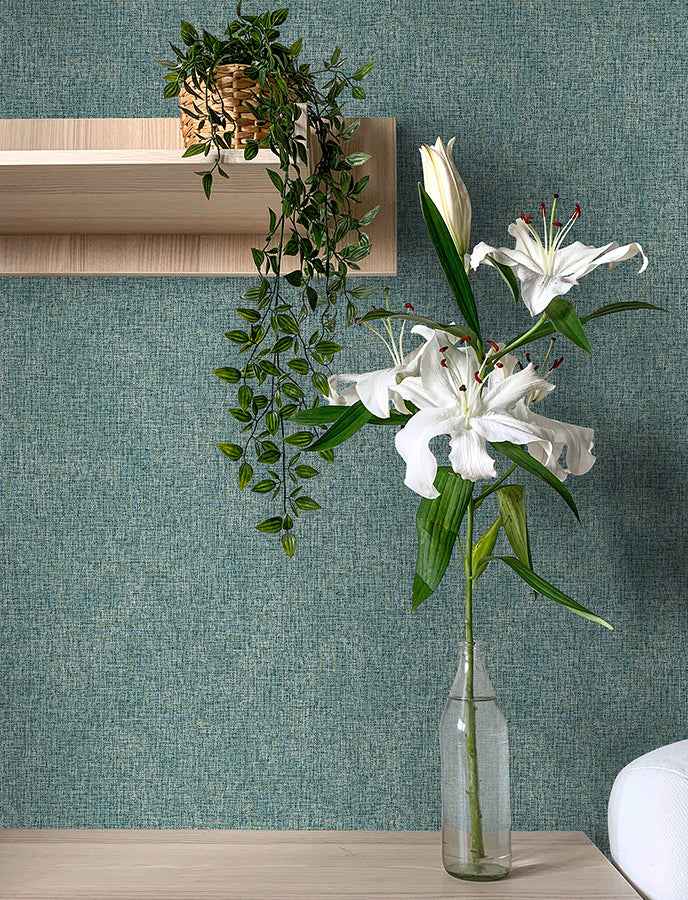 Buxton Blue Faux Weave Wallpaper - York Wallcoverings - 4144-9123 - York Wallcoverings Wallpaper