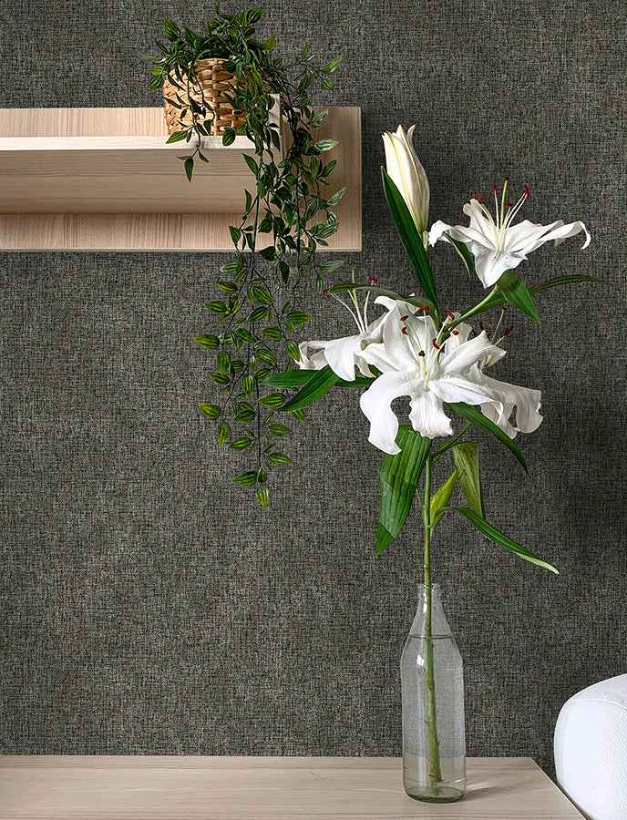 Buxton Charcoal Faux Weave Wallpaper - York Wallcoverings - 4144-9124 - York Wallcoverings Wallpaper