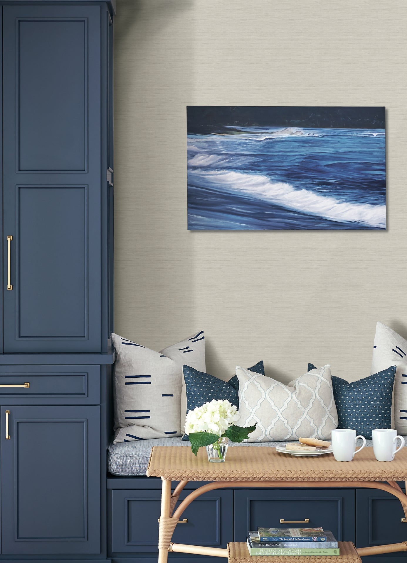 agave-off-white-faux-grasscloth-wallpaper-york-wallcoverings-4157-24281 - York Wallcoverings Papel pintado