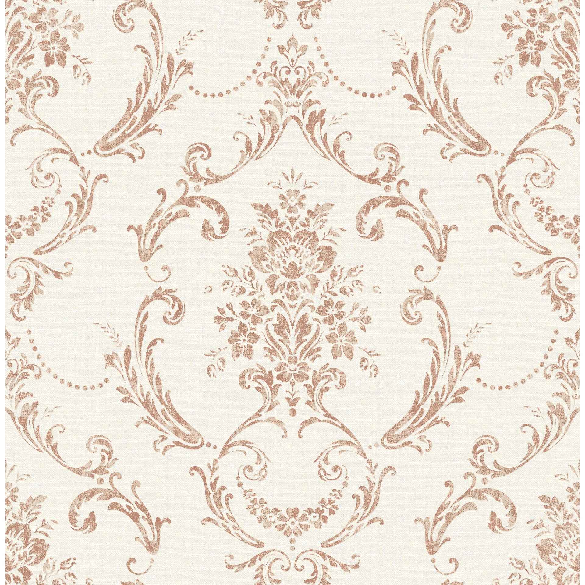 Glenda Copper Floral Damask Wallpaper - York Wallcoverings - 4157-25041 - York Wallcoverings Wallpaper