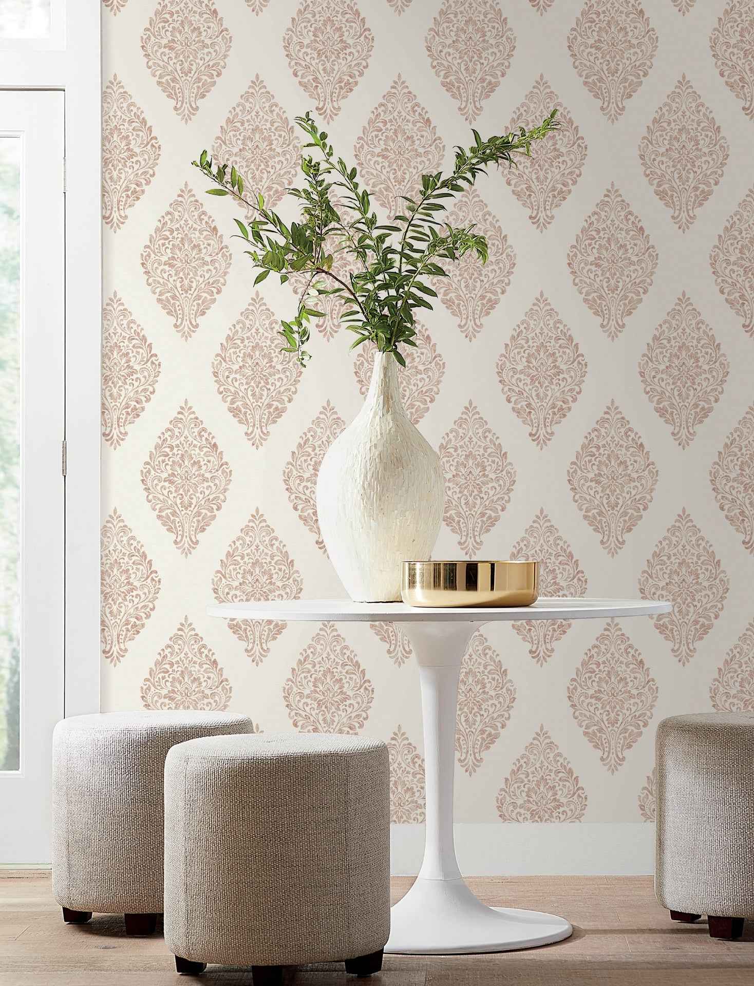 Gillian Copper Medallion Wallpaper - York Wallcoverings - 4157-25045 - York Wallcoverings Wallpaper