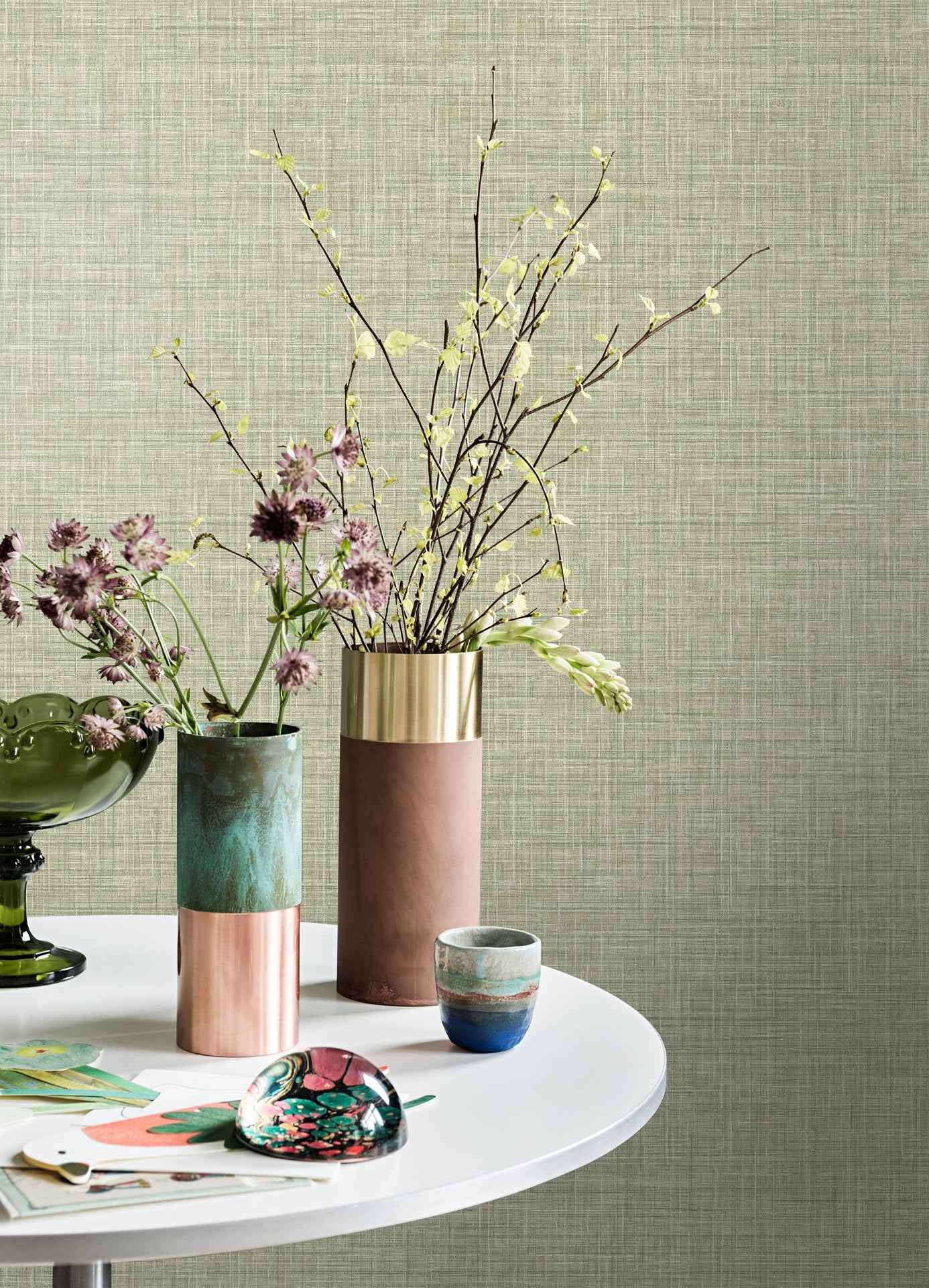 Tuckernuck Green Faux Linen Wallpaper - York Wallcoverings - 4157-25792 - York Wallcoverings Wallpaper