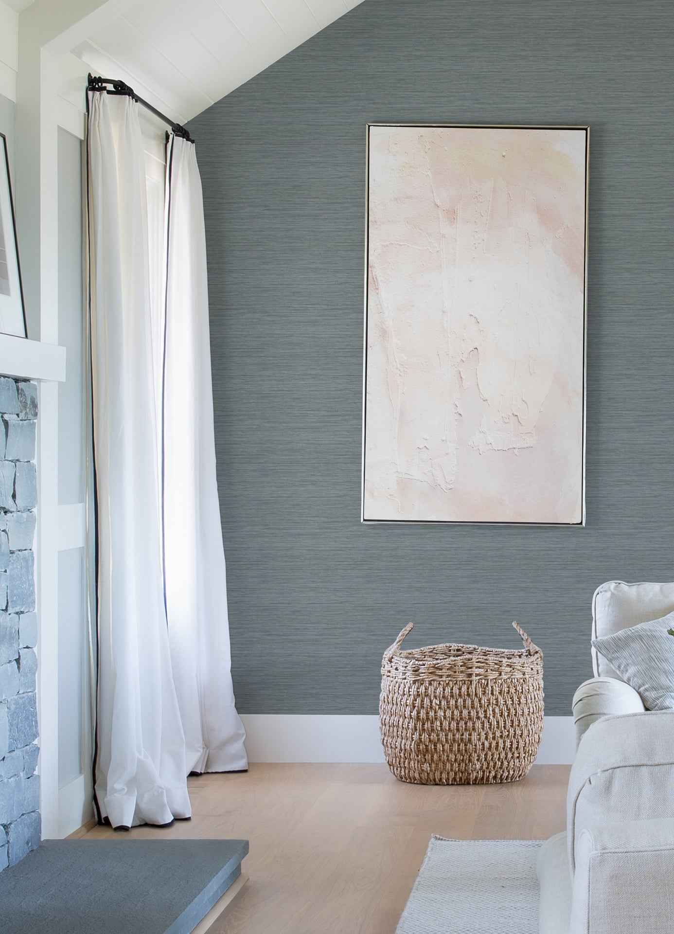 Barnaby Slate Faux Grasscloth Wallpaper - York Wallcoverings - 4157-25963 - York Wallcoverings Wallpaper
