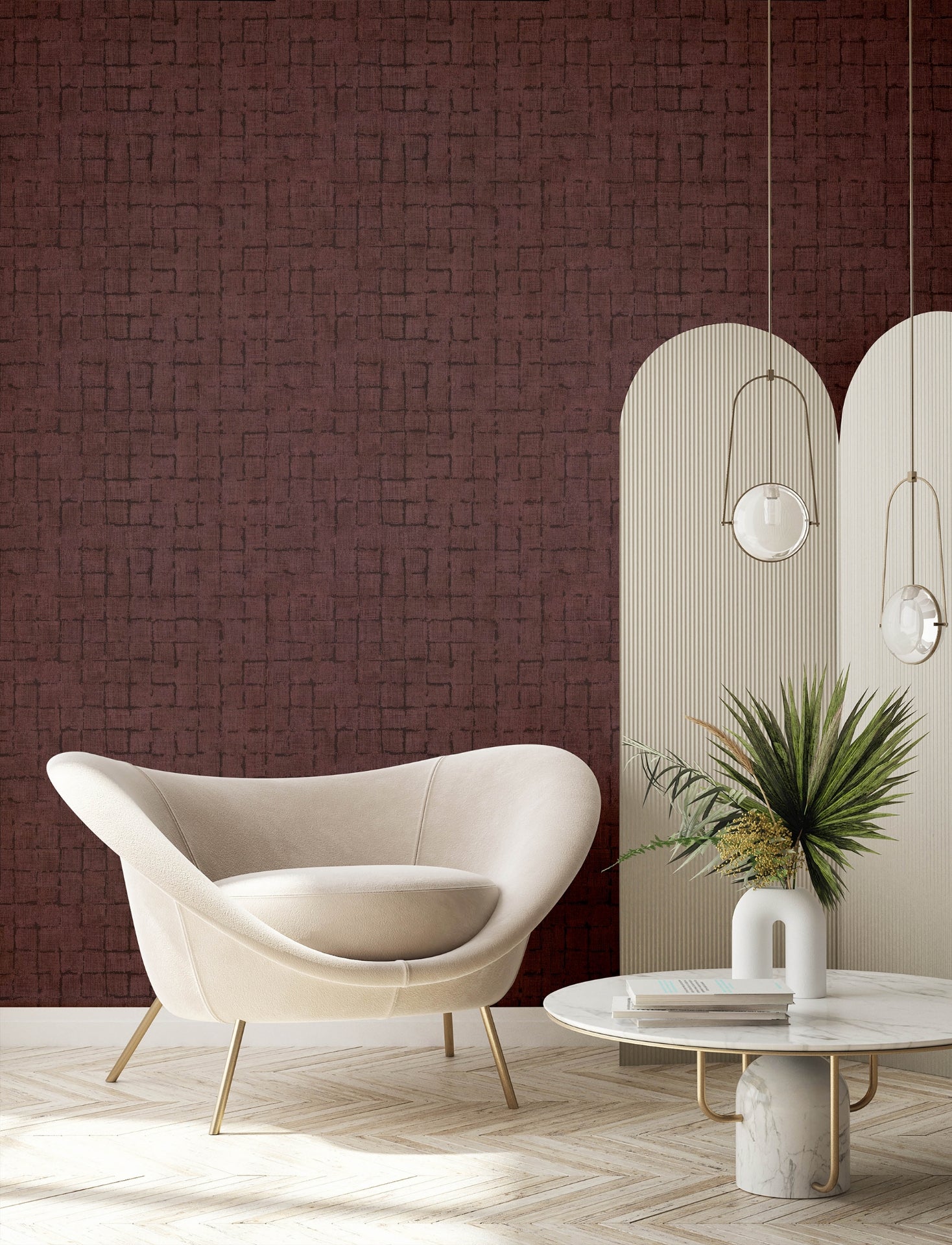 blocks-burgundy-checkered-wallpaper-york-wallcoverings-4157-333459 - York Wallcoverings Papel pintado