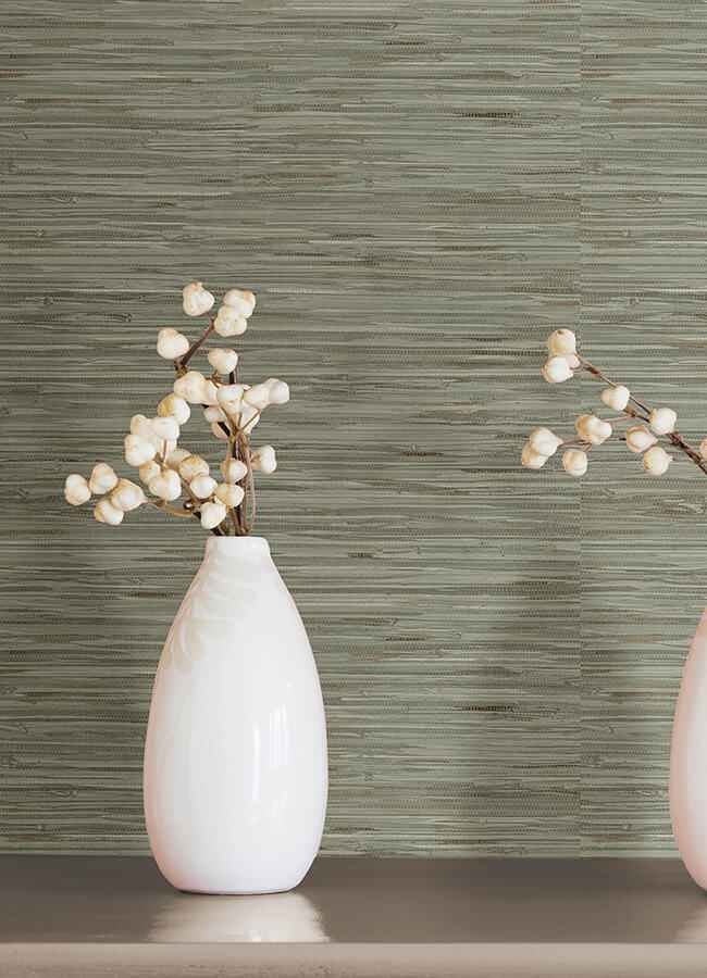 Green Grassweave Peel and Stick Wallpaper - York Wallcoverings - NUS4993 - York Wallcoverings Wallpaper