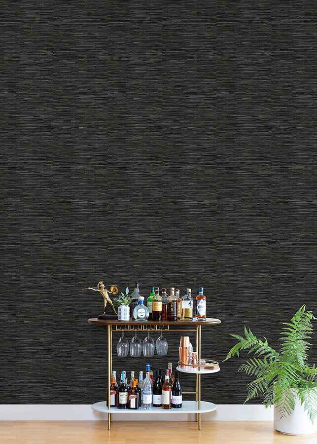 Black Grassweave Peel and Stick Wallpaper - York Wallcoverings - NUS4992 - York Wallcoverings Wallpaper
