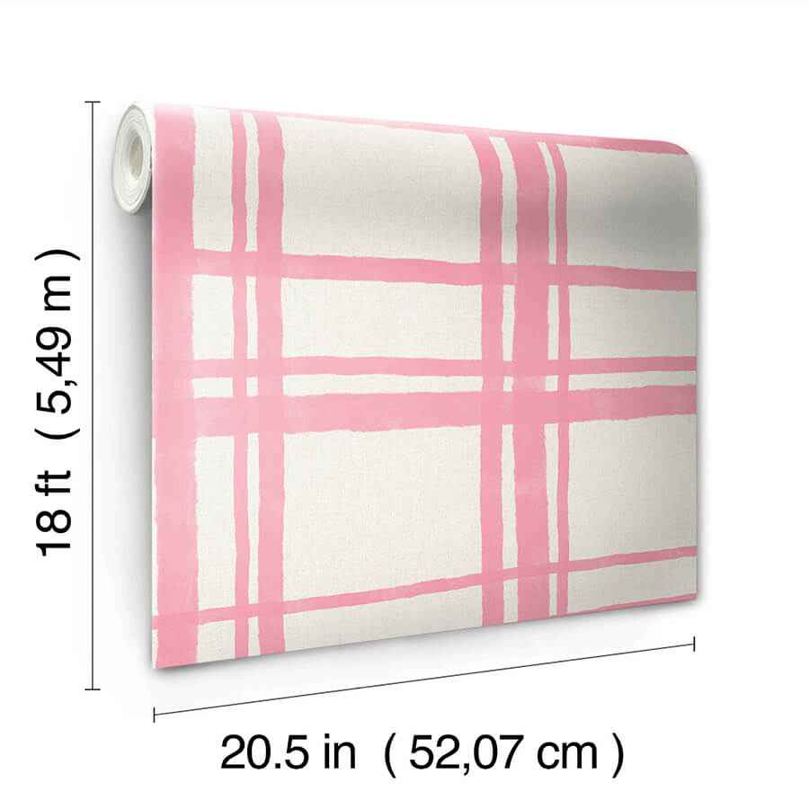 Plaid Think Pink Geometric Peel & Stick - York Wallcoverings - PP4706 - York Wallcoverings Wallpaper