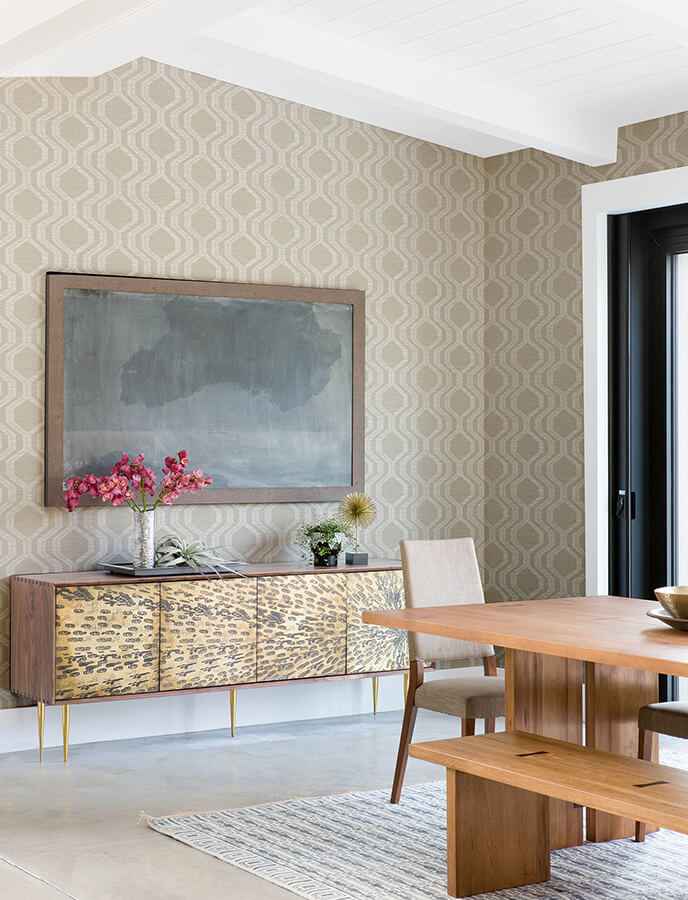 Burton Neutral Modern Ogee Wallpaper - York Wallcoverings - 4141-27100 - York Wallcoverings Wallpaper