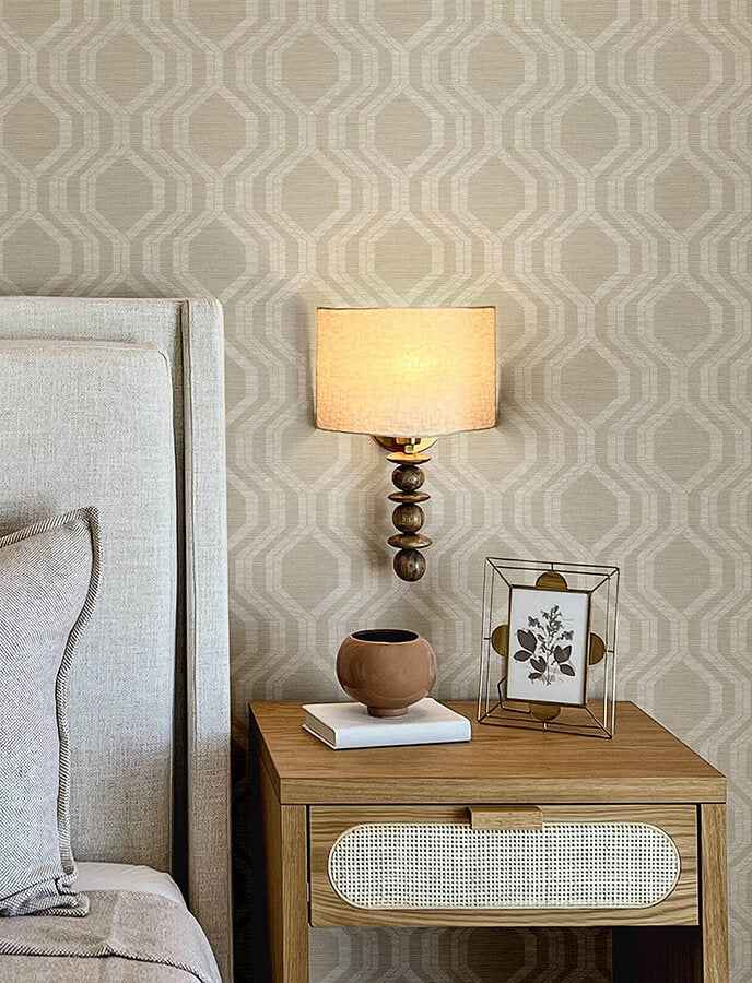 Burton Neutral Modern Ogee Wallpaper - York Wallcoverings - 4141-27100 - York Wallcoverings Wallpaper