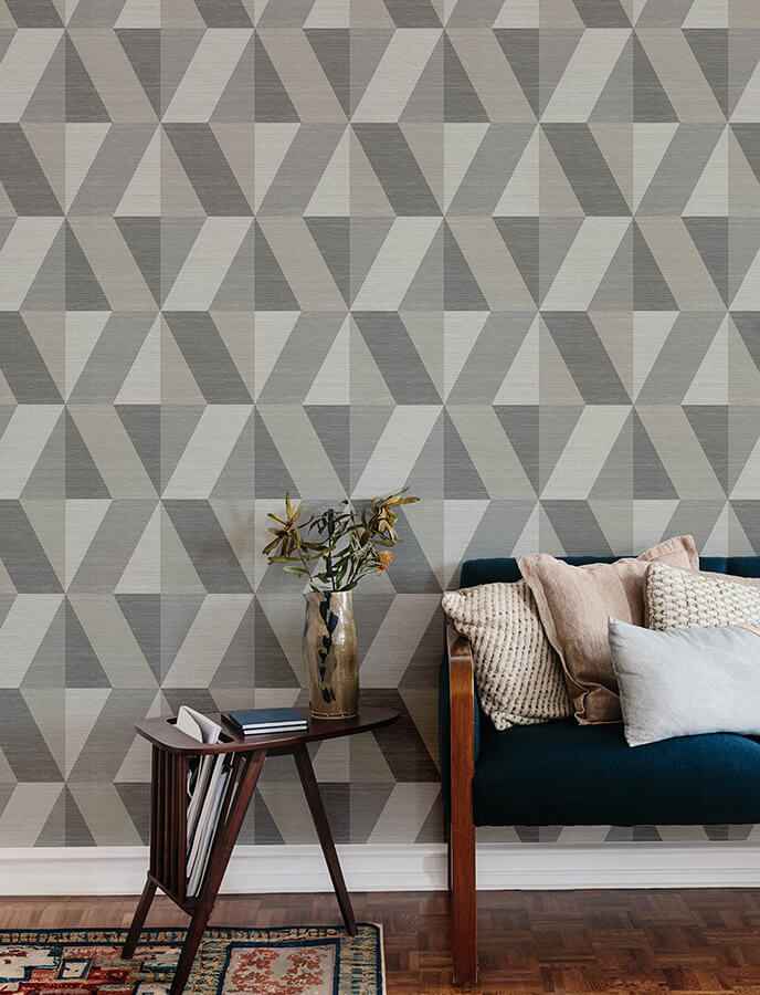 Winslow Stone Geometric Faux Grasscloth Wallpaper - York Wallcoverings - 4141-27107 - York Wallcoverings Wallpaper