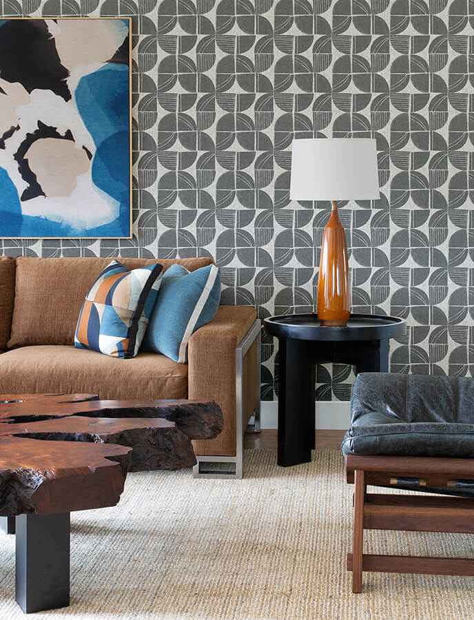 Baxter Charcoal Semicircle Mosaic Wallpaper - York Wallcoverings - 4141-27110 - York Wallcoverings Wallpaper