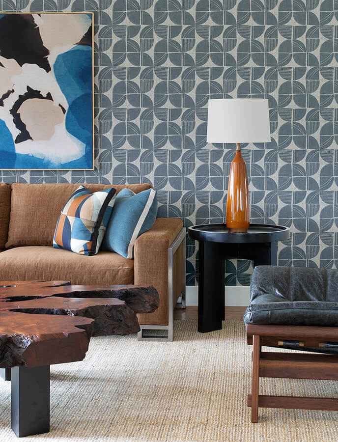 Baxter Denim Semicircle Mosaic Wallpaper - York Wallcoverings - 4141-27112 - York Wallcoverings Wallpaper