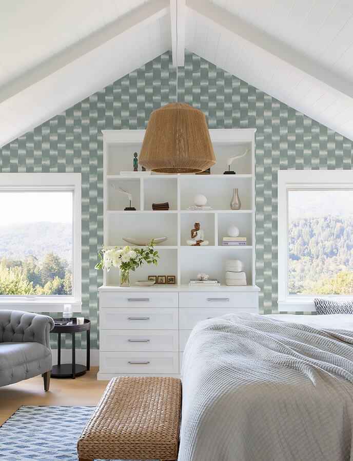 Baldwin Teal Shibori Stripe Wallpaper - York Wallcoverings - 4141-27116 - York Wallcoverings Wallpaper