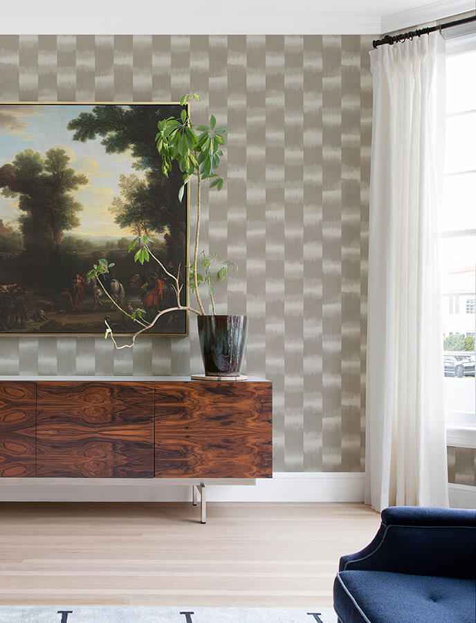Baldwin Taupe Shibori Stripe Wallpaper - York Wallcoverings - 4141-27117 - York Wallcoverings Wallpaper