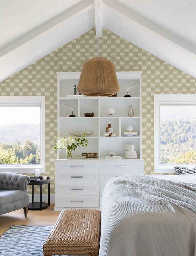 Baldwin Champagne Shibori Stripe Wallpaper - York Wallcoverings - 4141-27118 - York Wallcoverings Wallpaper