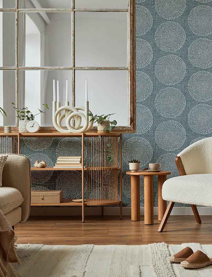 Salma Denim Medallion Wallpaper - York Wallcoverings - 4141-27123 - York Wallcoverings Wallpaper