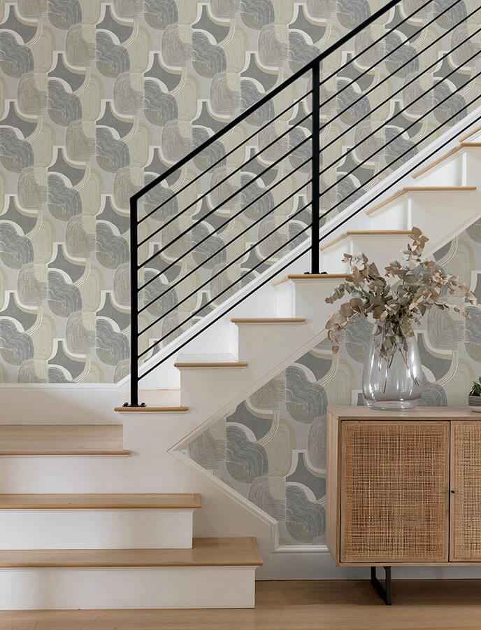 Hollace Slate Geometric Wallpaper - York Wallcoverings - 4141-27132 - York Wallcoverings Wallpaper