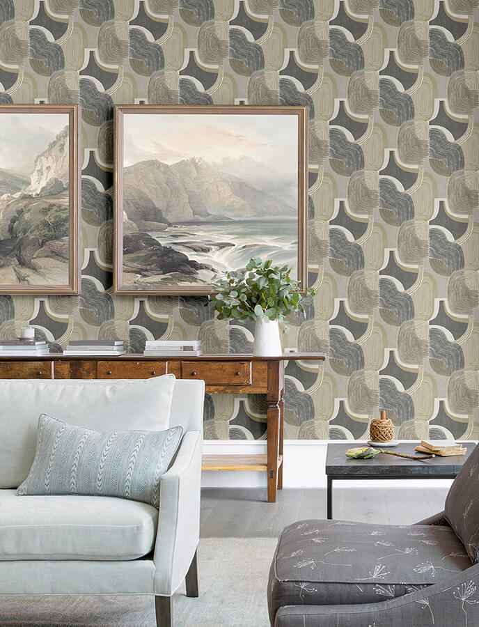 Hollace Slate Geometric Wallpaper - York Wallcoverings - 4141-27132 - York Wallcoverings Wallpaper