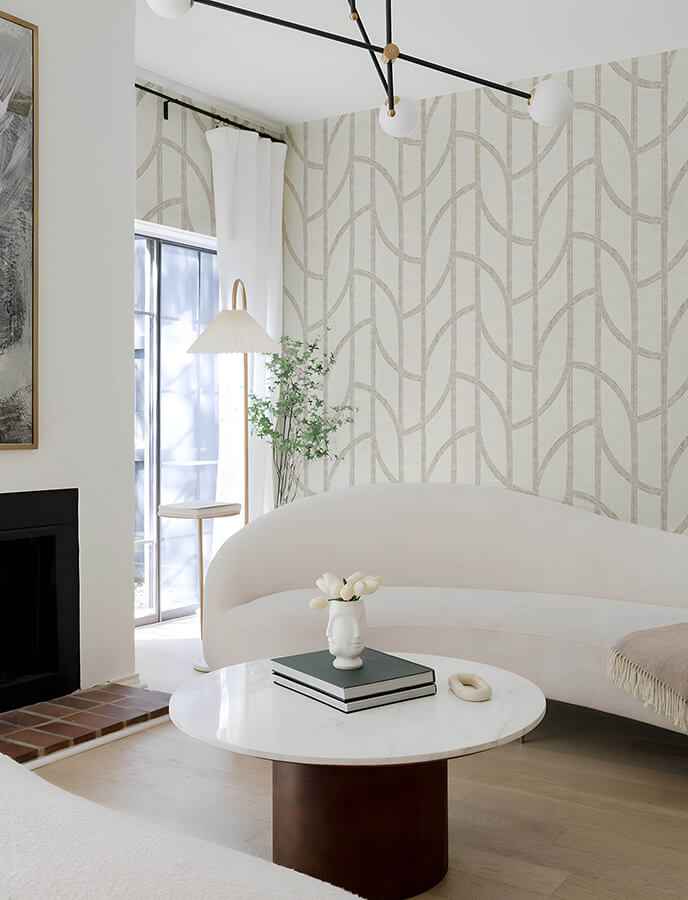 Harlow Champagne Curved Contours Wallpaper - York Wallcoverings - 4141-27140 - York Wallcoverings Wallpaper