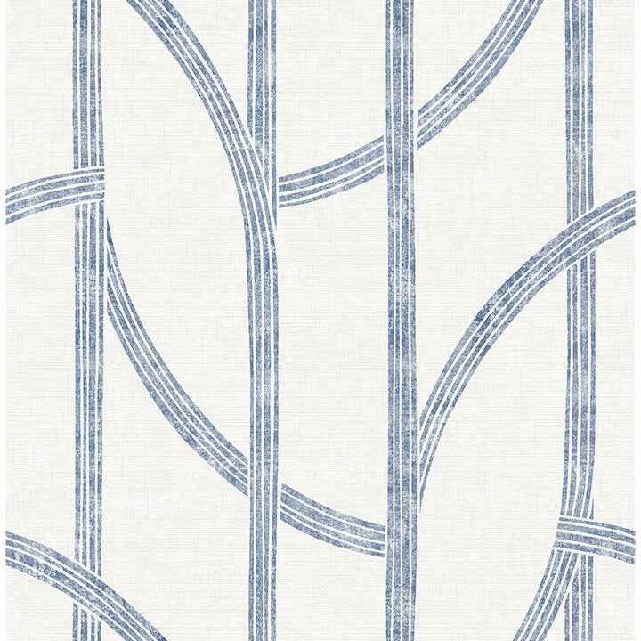 Harlow Indigo Curved Contours Wallpaper - York Wallcoverings - 4141-27142 - York Wallcoverings Wallpaper