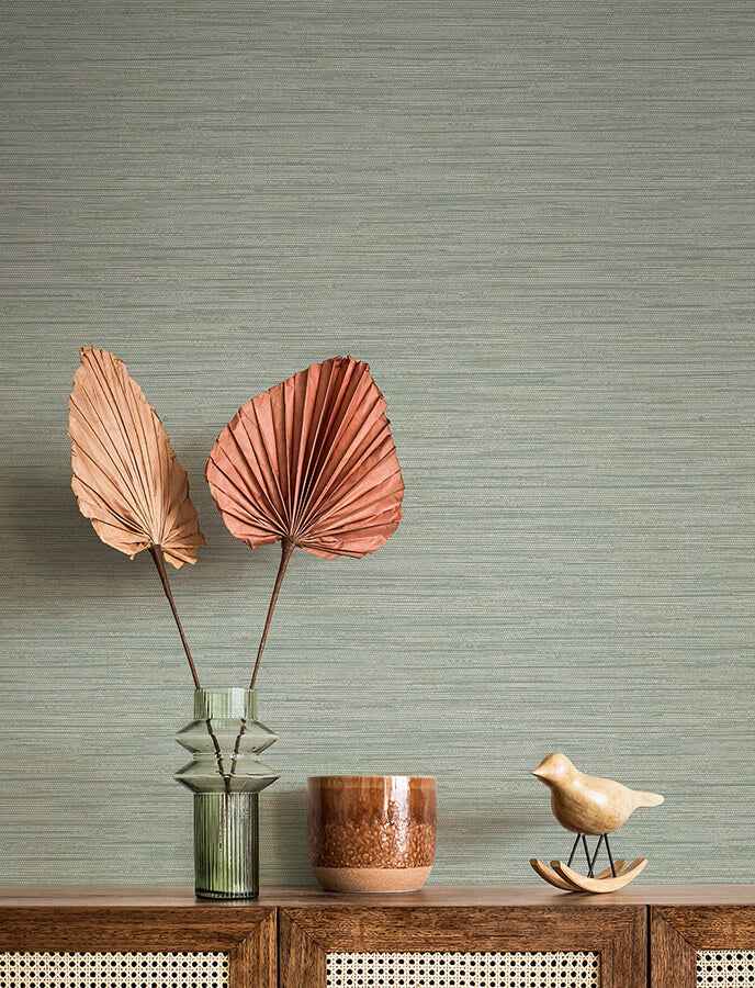 Sheehan Sea Green Faux Grasscloth Wallpaper - York Wallcoverings - 4141-27169 - York Wallcoverings Wallpaper