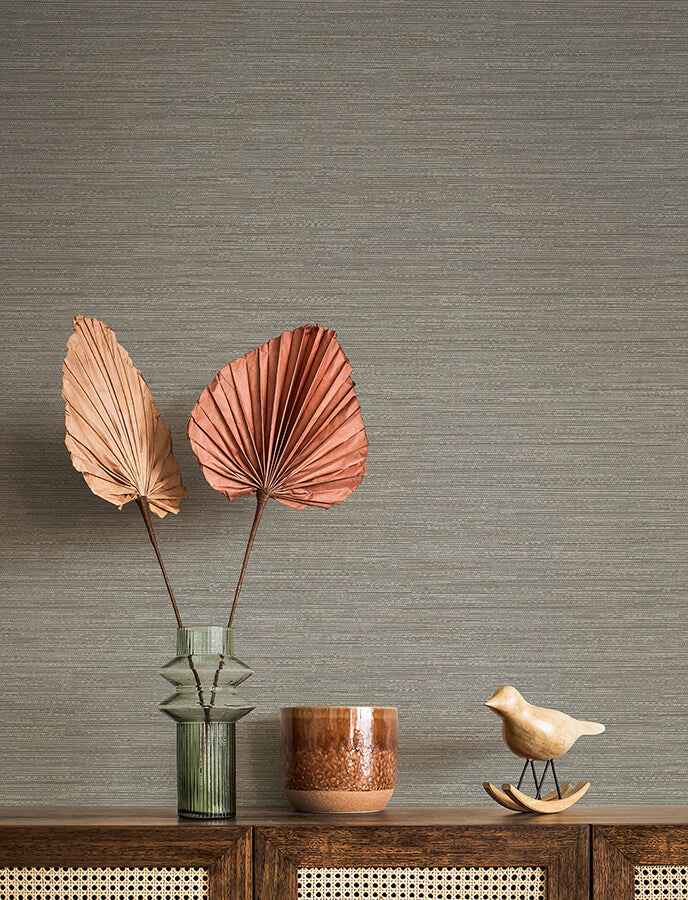 Sheehan Grey Faux Grasscloth Wallpaper - York Wallcoverings - 4141-27171 - York Wallcoverings Wallpaper