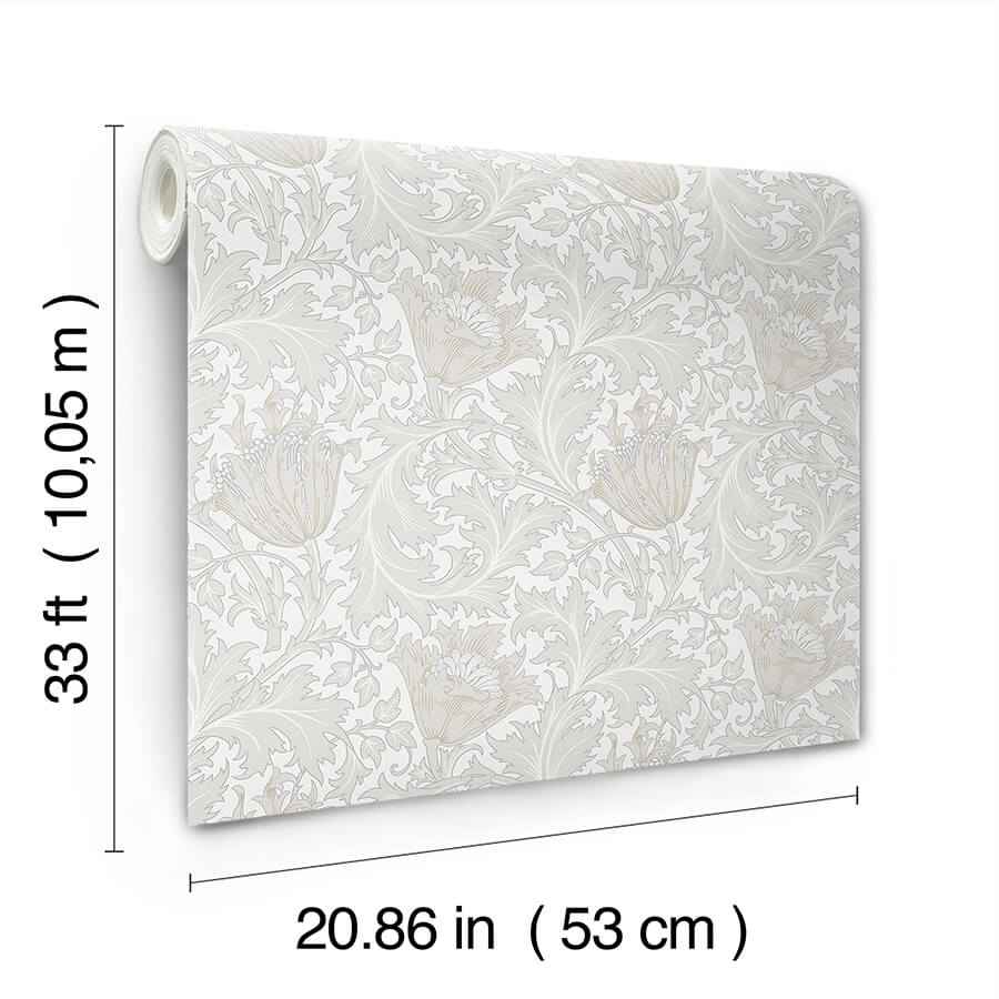 Anemone Dove Floral Trail Wallpaper - York Wallcoverings - 4153-82001 - York Wallcoverings Wallpaper