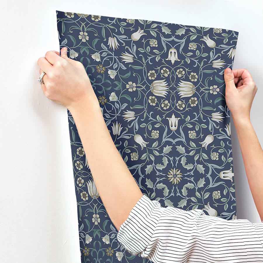 No 1 Holland Park Blue Floral Wallpaper - York Wallcoverings - 4153-82009 - York Wallcoverings Wallpaper