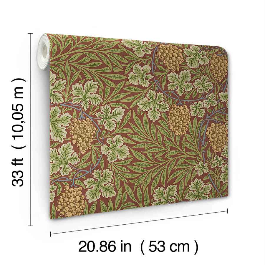 Vine Ruby Woodland Fruits Wallpaper - York Wallcoverings - 4153-82018 - York Wallcoverings Wallpaper
