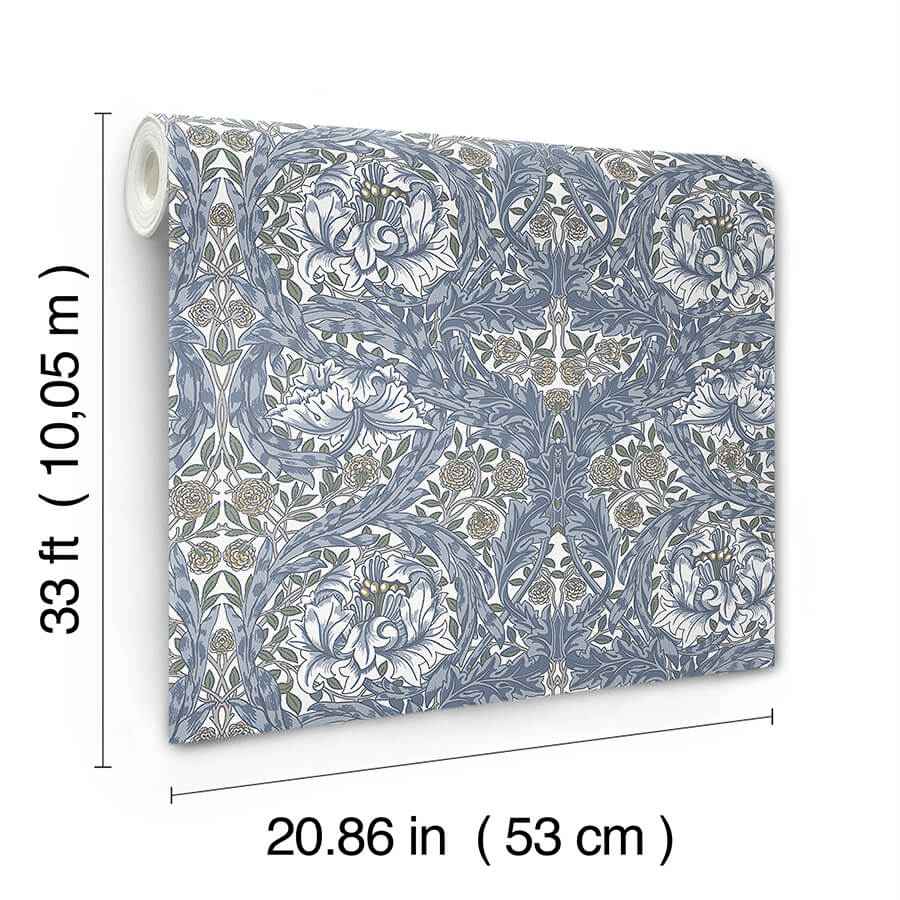 African Marigold Blue Floral Wallpaper - York Wallcoverings - 4153-82024 - York Wallcoverings Wallpaper