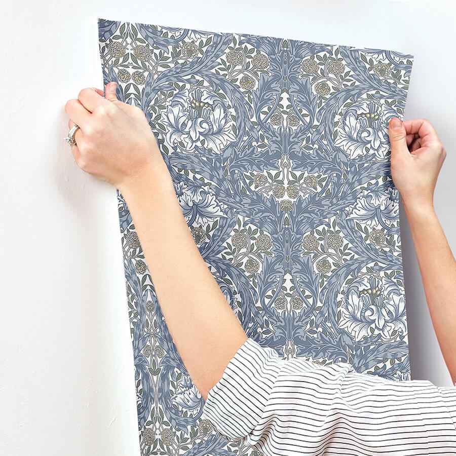 African Marigold Blue Floral Wallpaper - York Wallcoverings - 4153-82024 - York Wallcoverings Wallpaper
