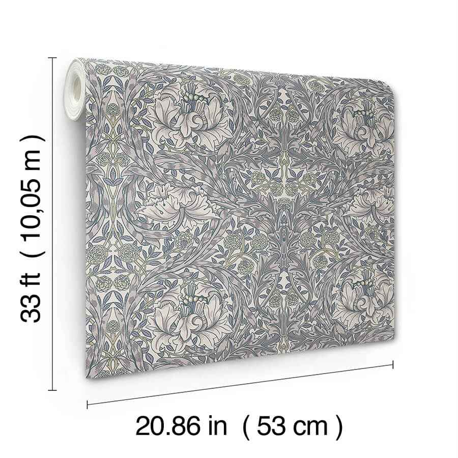 African Marigold Grey Floral Wallpaper - York Wallcoverings - 4153-82025 - York Wallcoverings Wallpaper