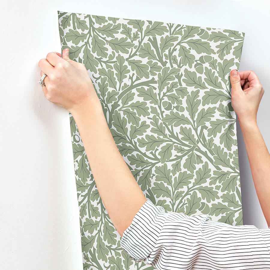 Oak Tree Green Leaf Wallpaper - York Wallcoverings - 4153-82028 - York Wallcoverings Wallpaper