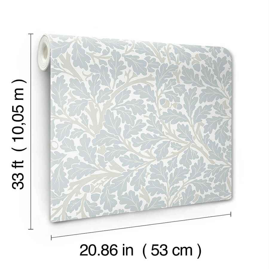 Oak Tree Sky Blue Leaf Wallpaper - York Wallcoverings - 4153-82031 - York Wallcoverings Wallpaper
