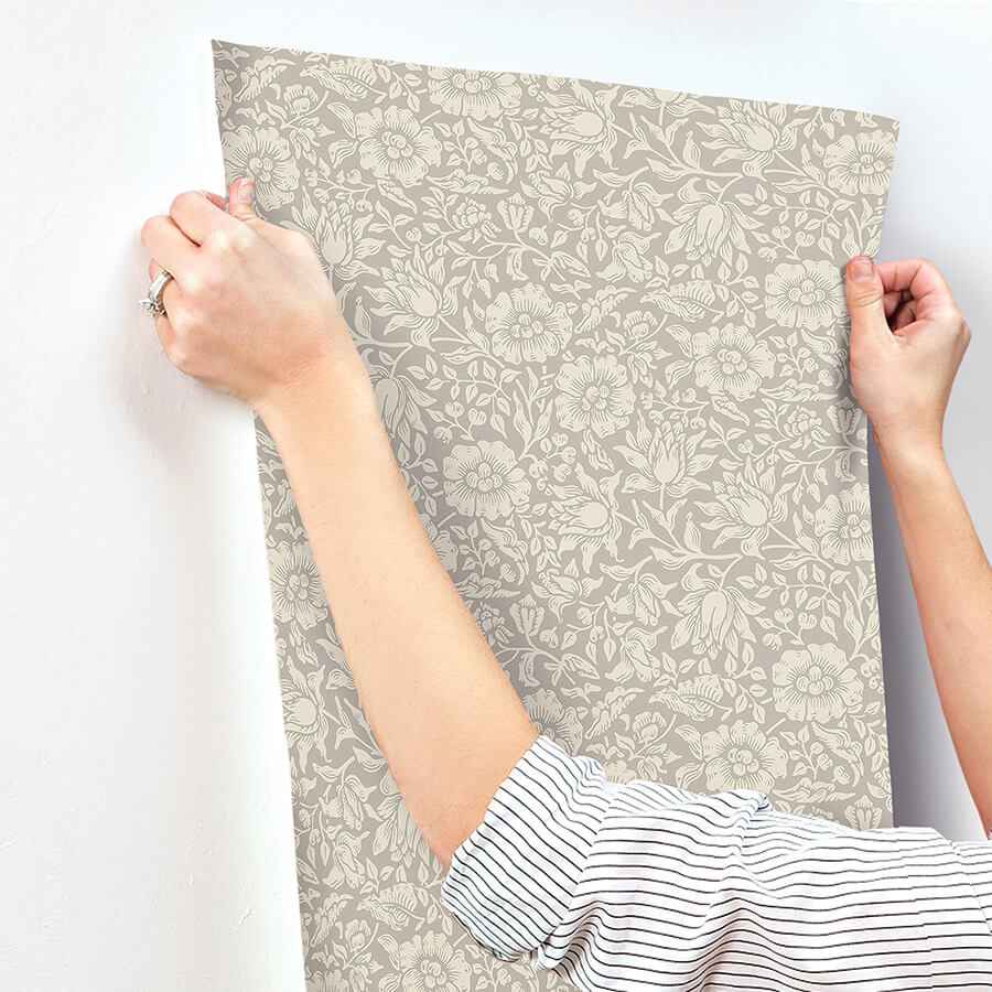Mallow Grey Floral Vine Wallpaper - York Wallcoverings - 4153-82038 - York Wallcoverings Wallpaper