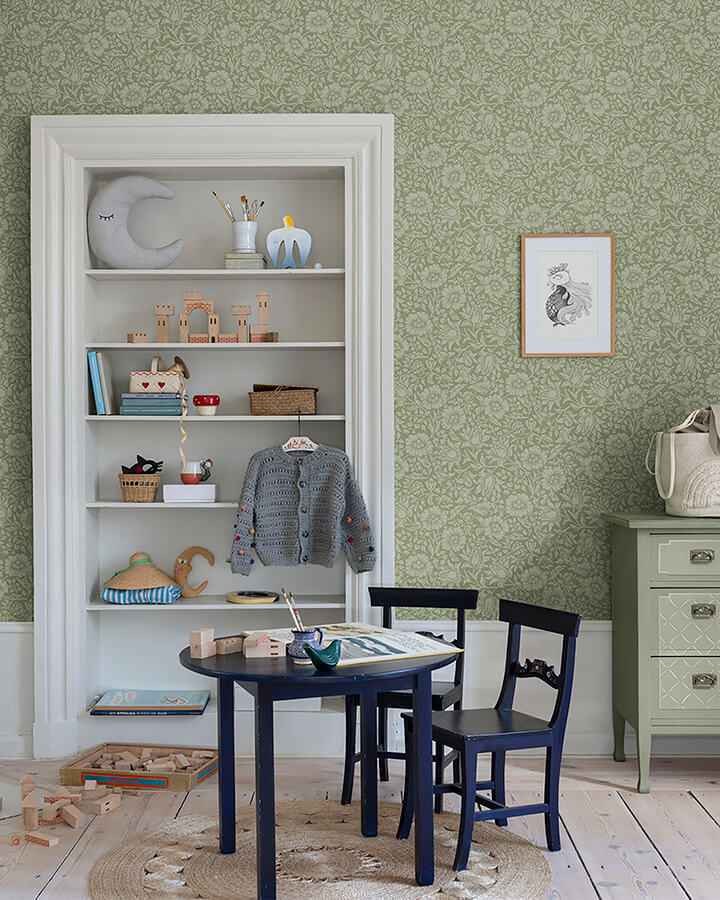 Mallow Green Floral Vine Wallpaper - York Wallcoverings - 4153-82041 - York Wallcoverings Wallpaper