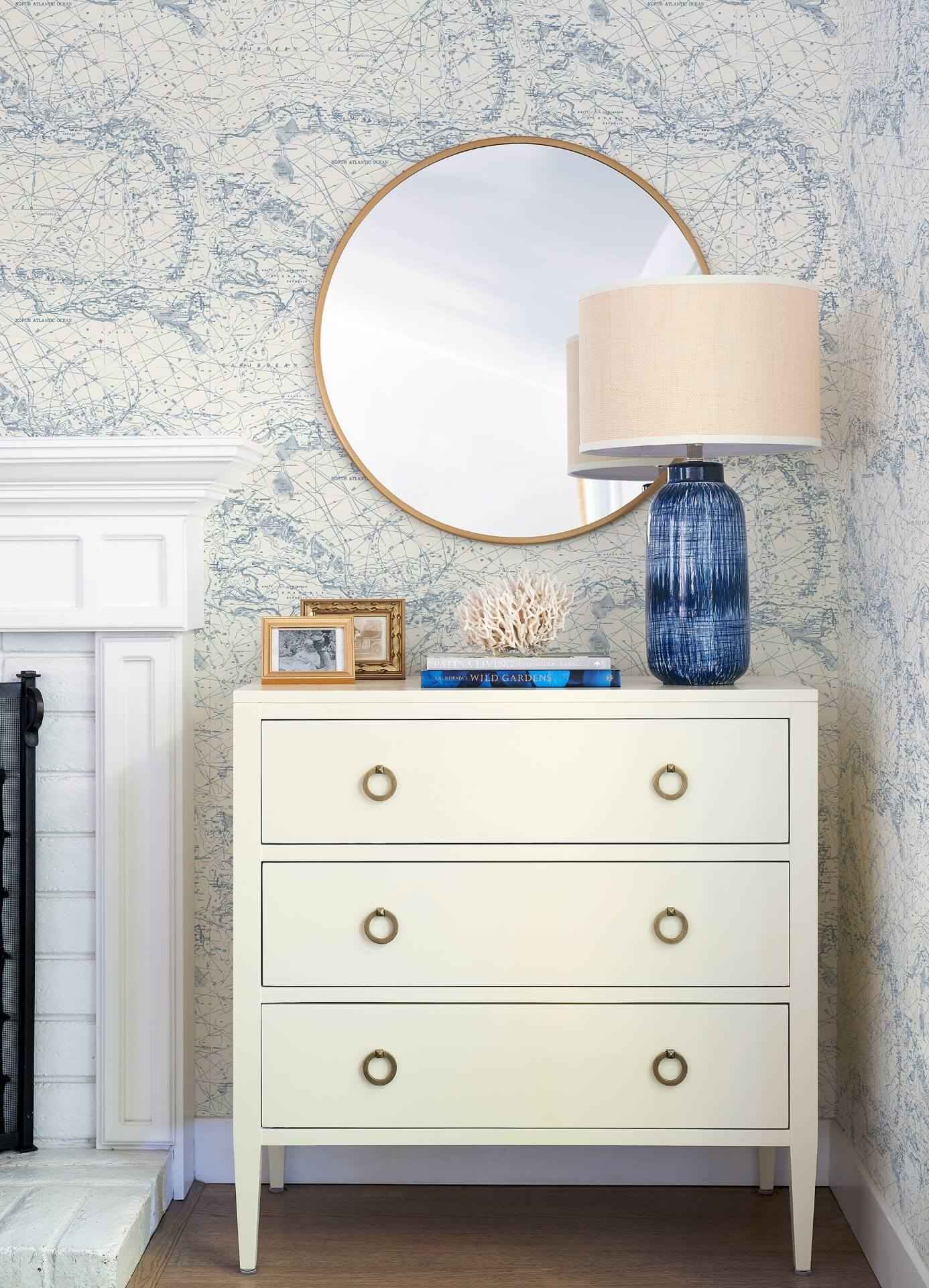 Charts Navy Nautical Chart Wallpaper - York Wallcoverings - 4071-71056 - York Wallcoverings Wallpaper