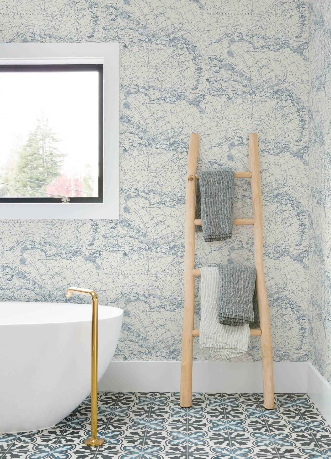 Charts Navy Nautical Chart Wallpaper - York Wallcoverings - 4071-71056 - York Wallcoverings Wallpaper