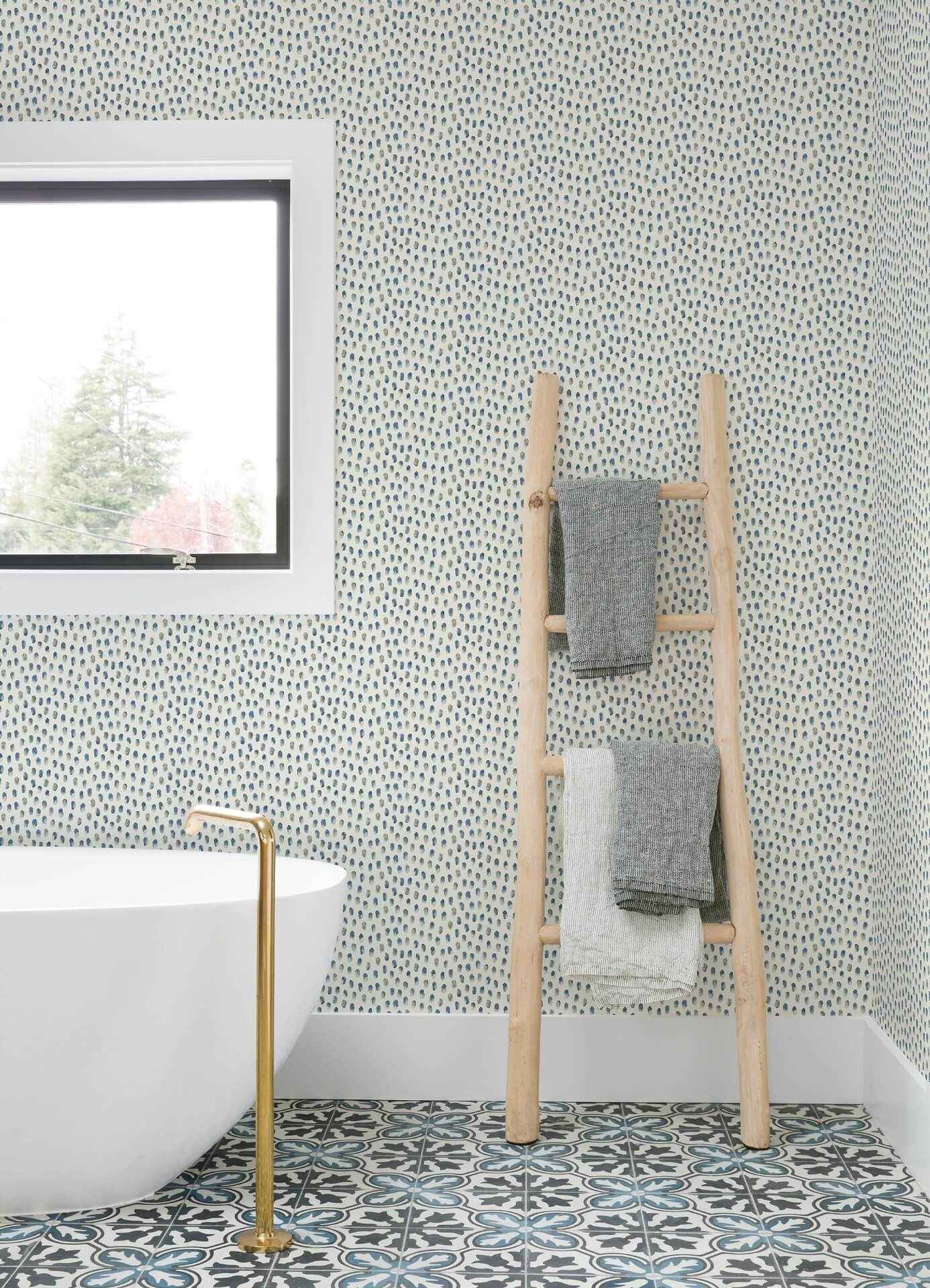 Sand Drips Blue Painted Dots Wallpaper - York Wallcoverings - 4071-71060 - York Wallcoverings Wallpaper