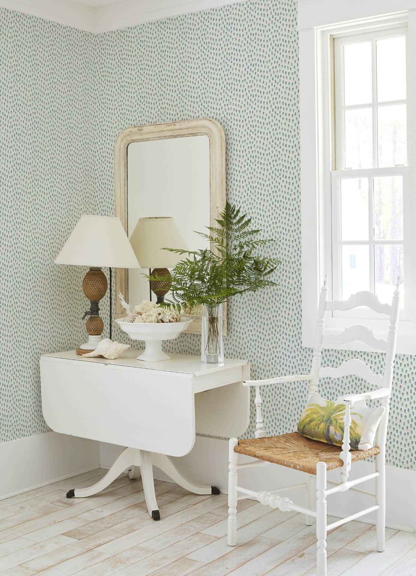 Sand Drips Aqua Painted Dots Wallpaper - York Wallcoverings - 4071-71061 - York Wallcoverings Wallpaper