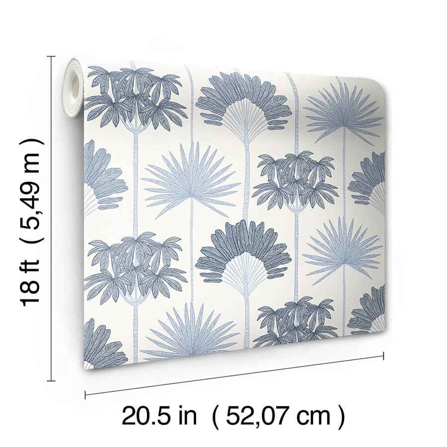 Kentia Blue Peel & Stick Wallpaper - York Wallcoverings - NUS6189 - York Wallcoverings Wallpaper