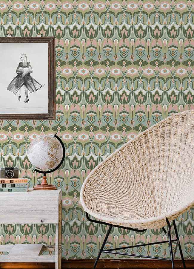 Akira Green Peel & Stick Wallpaper - York Wallcoverings - NUS6197 - York Wallcoverings Wallpaper