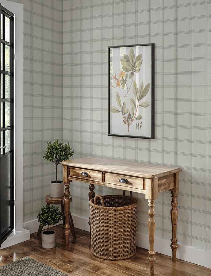Twain Dove Plaid Wallpaper - York Wallcoverings - 4134-24478 - York Wallcoverings Wallpaper