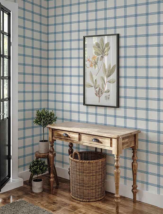 Twain Denim Plaid Wallpaper - York Wallcoverings - 4134-26993 - York Wallcoverings Wallpaper