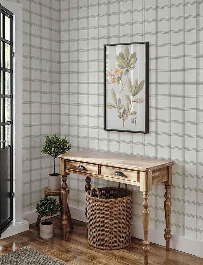 Twain Green Plaid Wallpaper - York Wallcoverings - 4134-26996 - York Wallcoverings Wallpaper